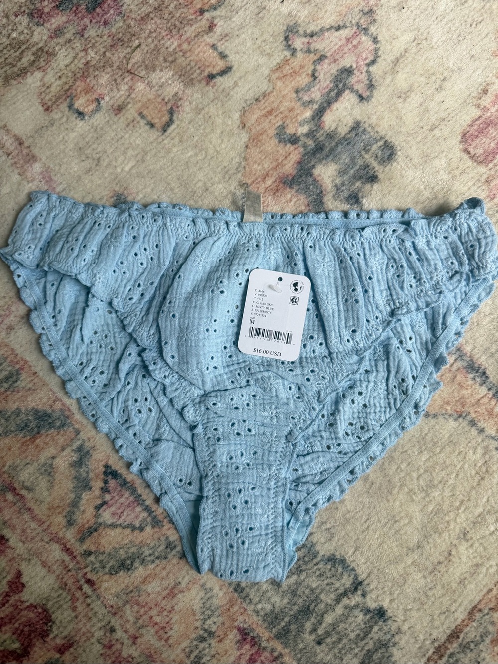Free People Light Blue Eyelet Ruffle Bikini Panty